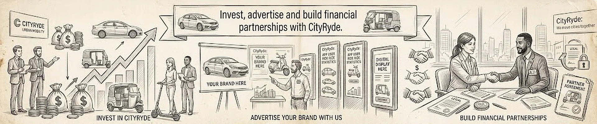 Invest, advertise and build financial partnerships with CityRyde